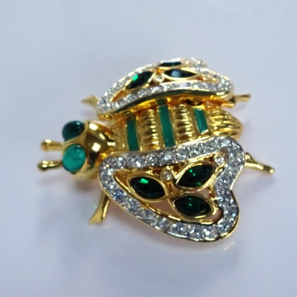 VALENTINO Garavani Crystal Poured Glass Pate de Verre Gripoix Bug Bee Pin Brooch - Picture 6 of 15